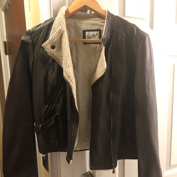 Jackets & Blazers - Brown leather-like jacket